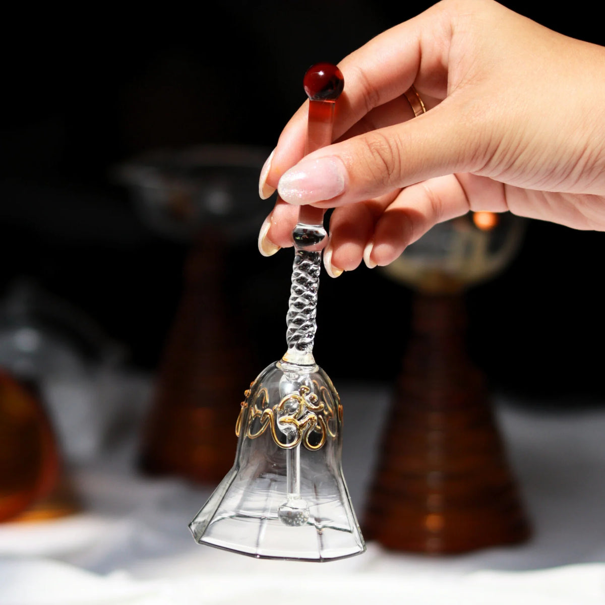 Glass Pooja Bell with Om Design