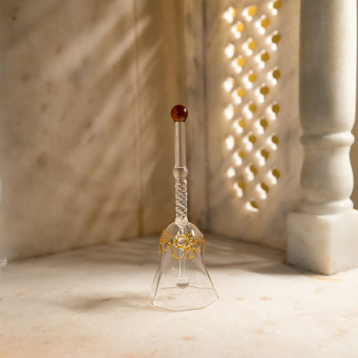 Glass Pooja Bell with Om Design