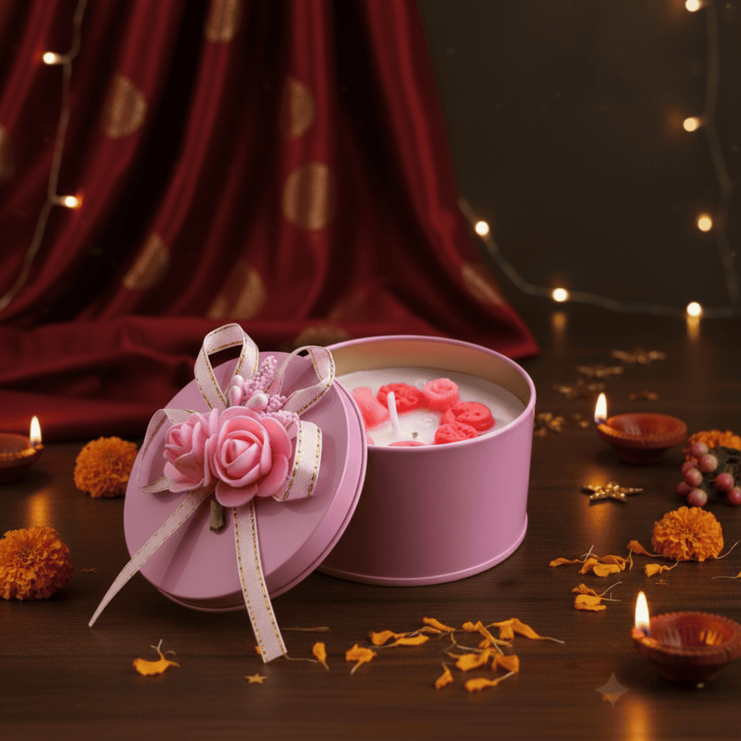 Vanilla Dessert Scented Candle in Decorative Rose Box (Pack of 2)