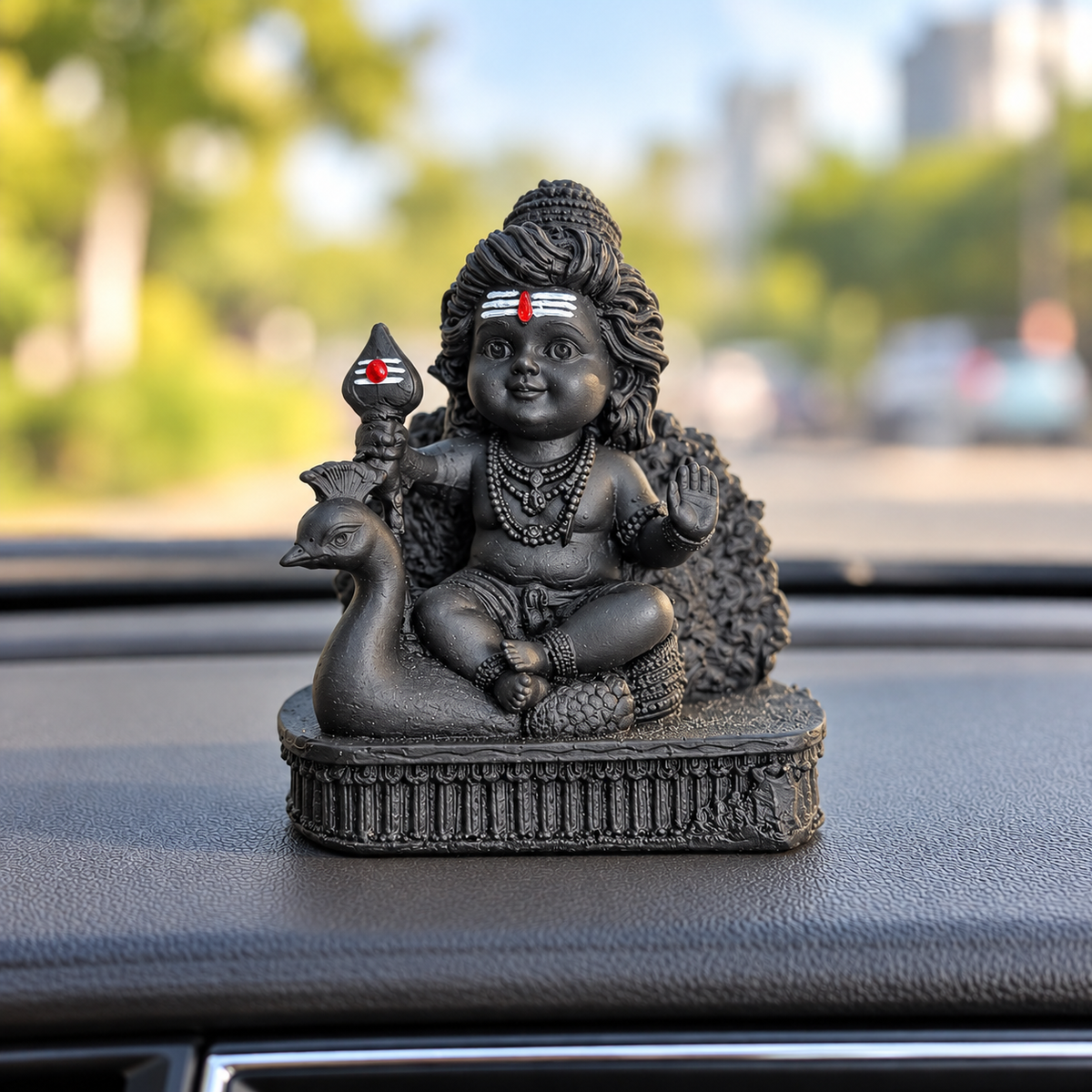 Lord Murugan with Peacock | Kartikeya Idol for Car Dashboard