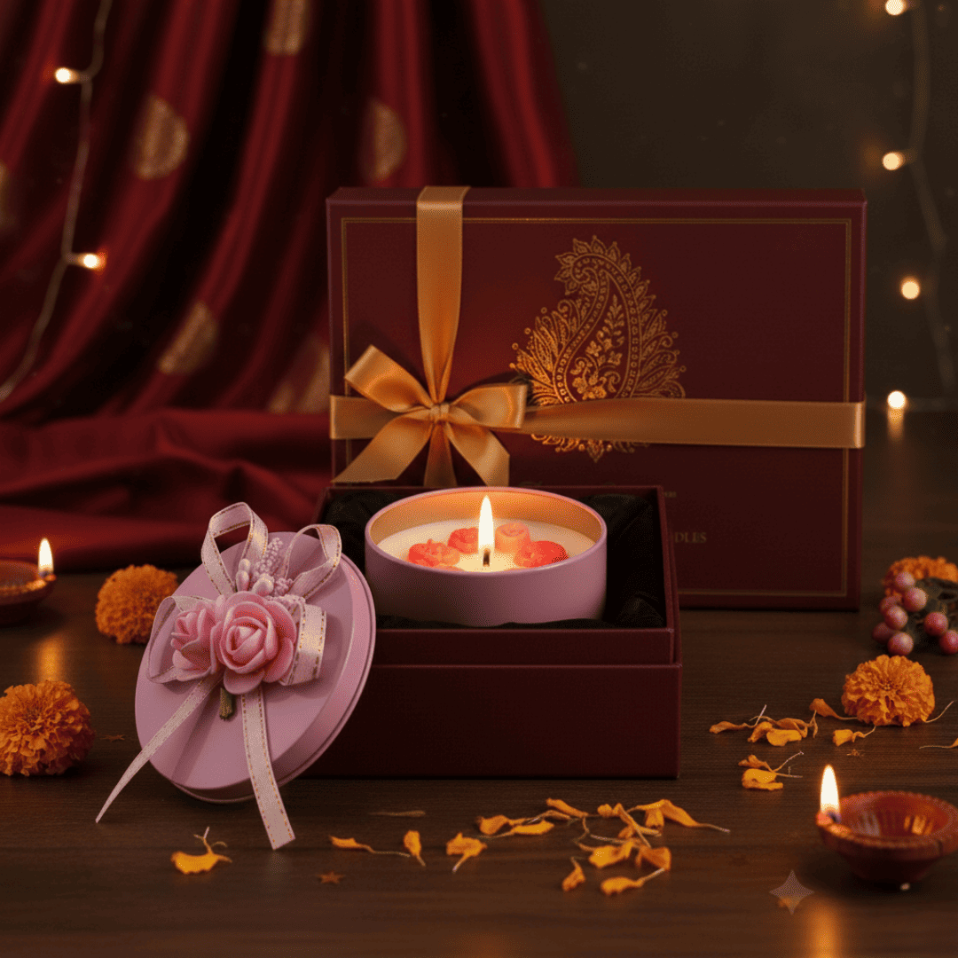 Vanilla Dessert Scented Candle in Decorative Rose Box (Pack of 2)