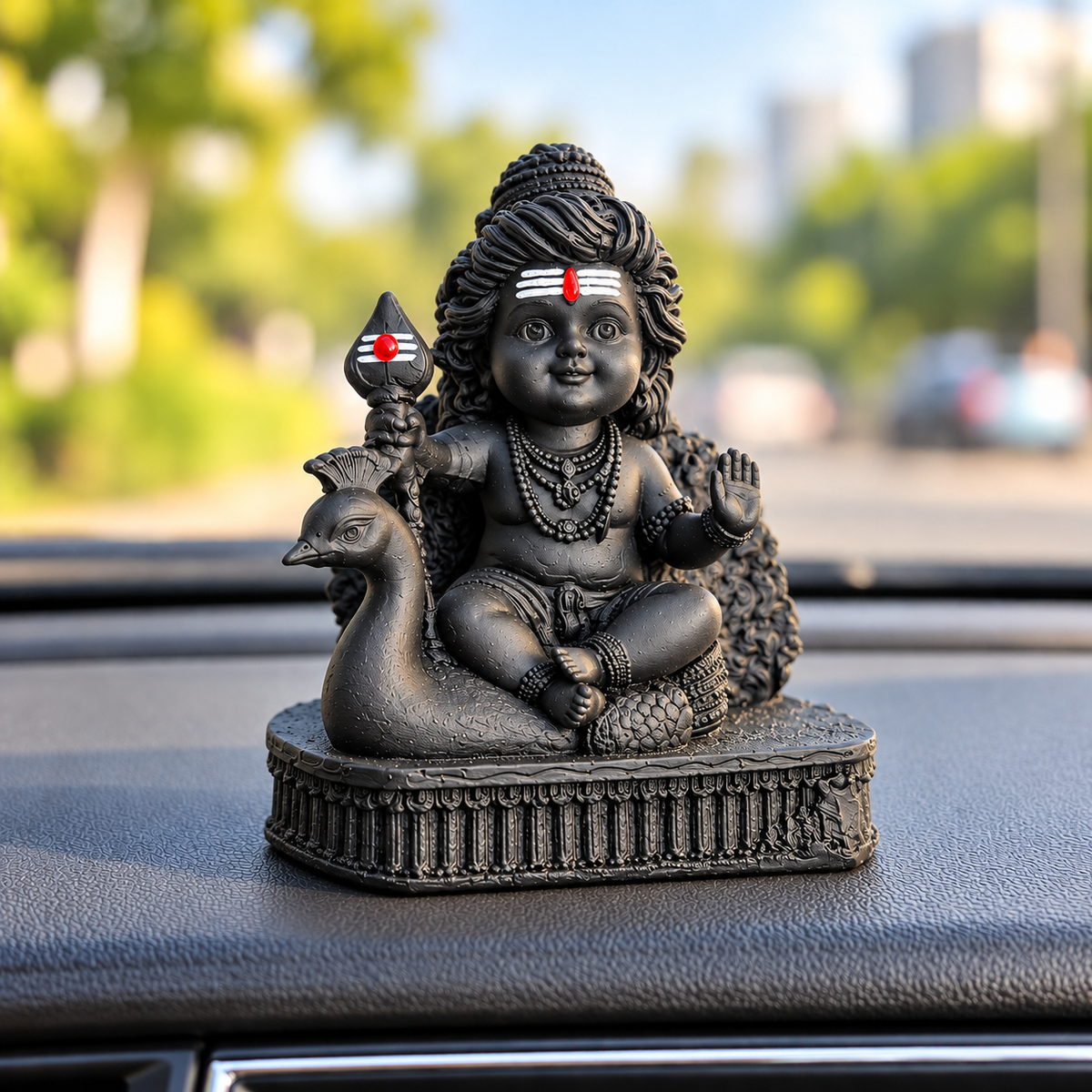 Lord Murugan with Peacock | Kartikeya Idol for Car Dashboard