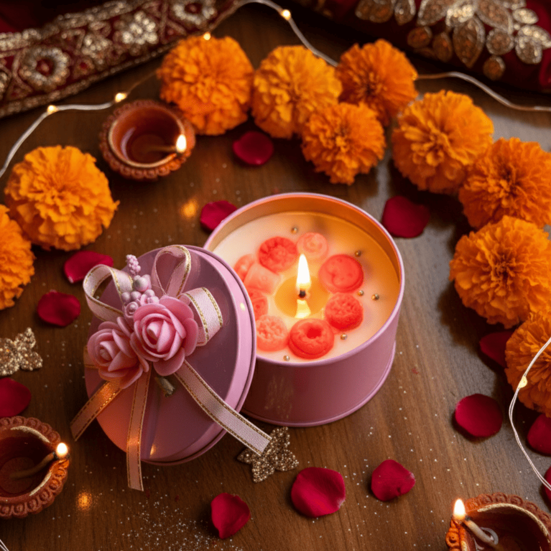 Vanilla Dessert Scented Candle in Decorative Rose Box (Pack of 2)