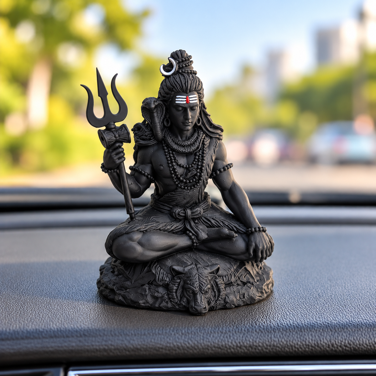 Shiva - The Meditating Protector | Mahadev Idol with Trishul for Car Dashboard