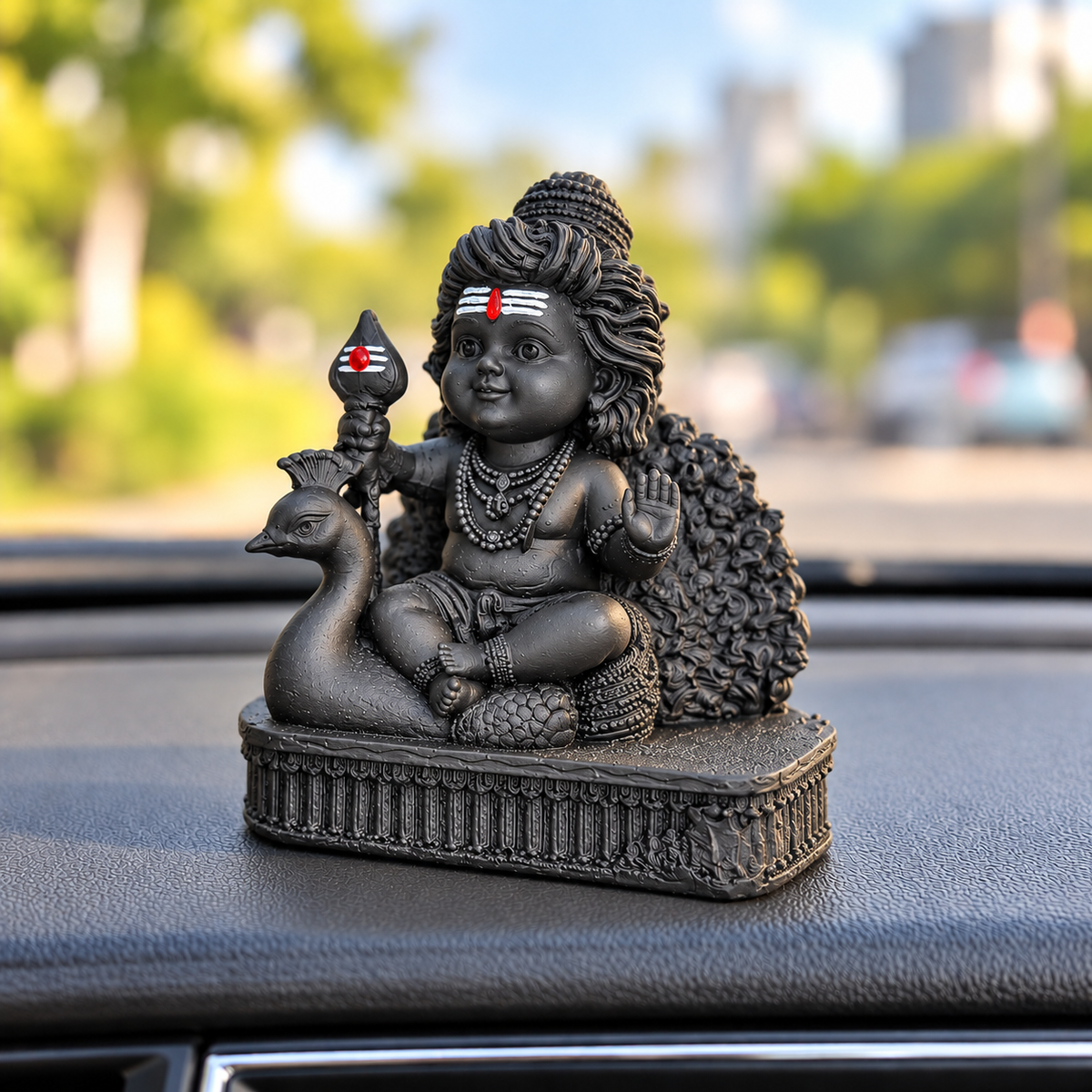 Lord Murugan with Peacock | Kartikeya Idol for Car Dashboard