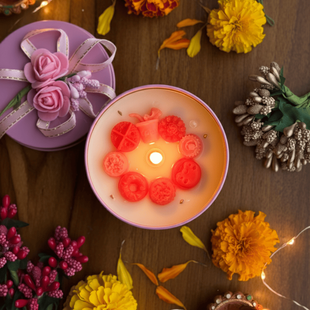 Vanilla Dessert Scented Candle in Decorative Rose Box (Pack of 2)