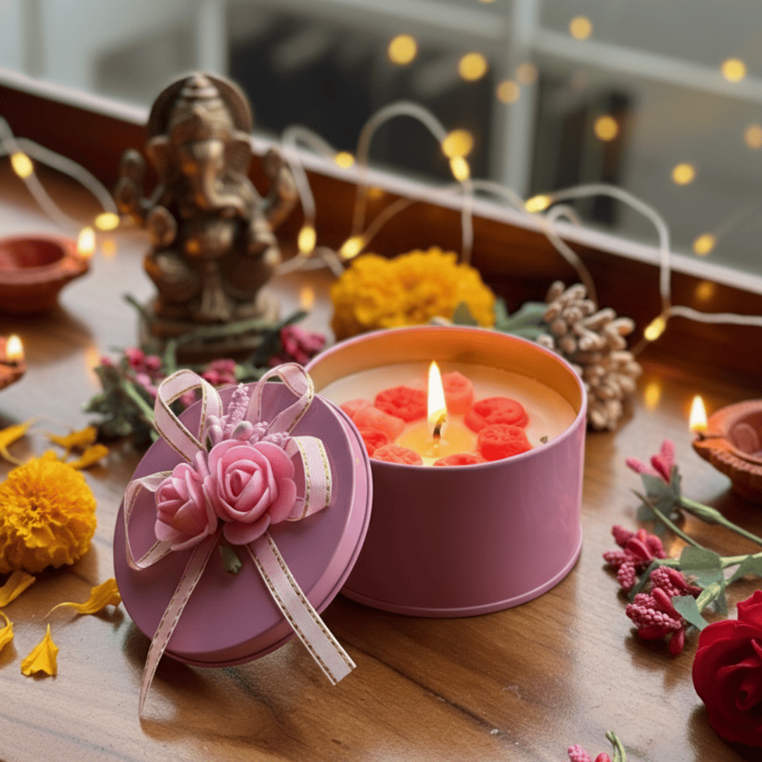 Vanilla Dessert Scented Candle in Decorative Rose Box (Pack of 2)