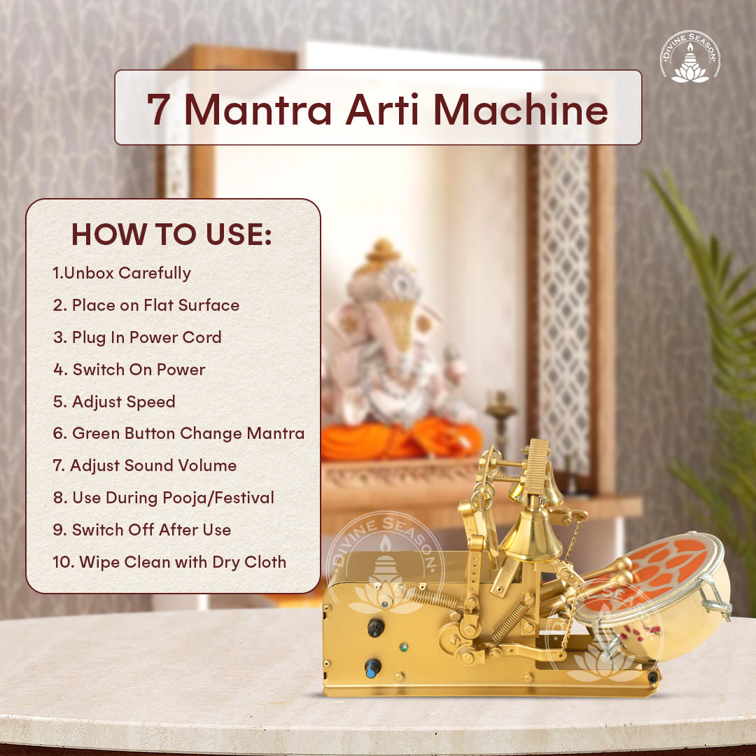 Mantra Automatic Aarti Machine – Temple Bells, Jalar, Drum & 7 Mantras