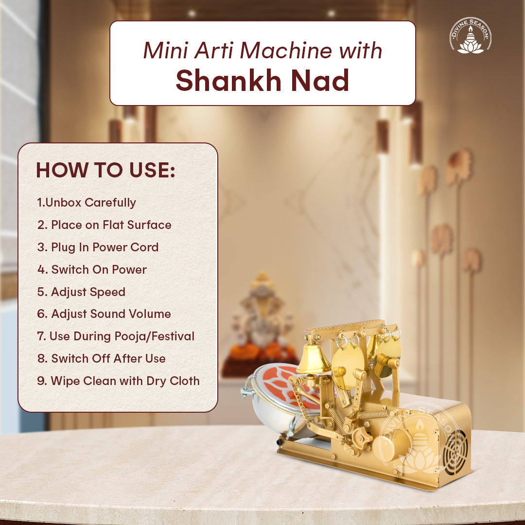 Shankh Automatic Aarti Machine – Temple Bells, Jalar, Drum & Shankh Naad for Pooja