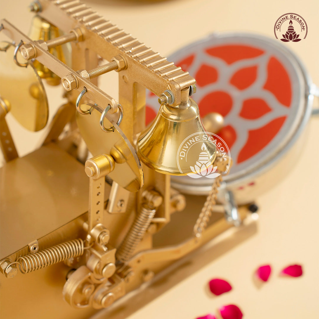 Shankh + Mayur Automatic Aarti Machine – Temple Bells, Jalar & Drum with Shankh and Mayur Naad