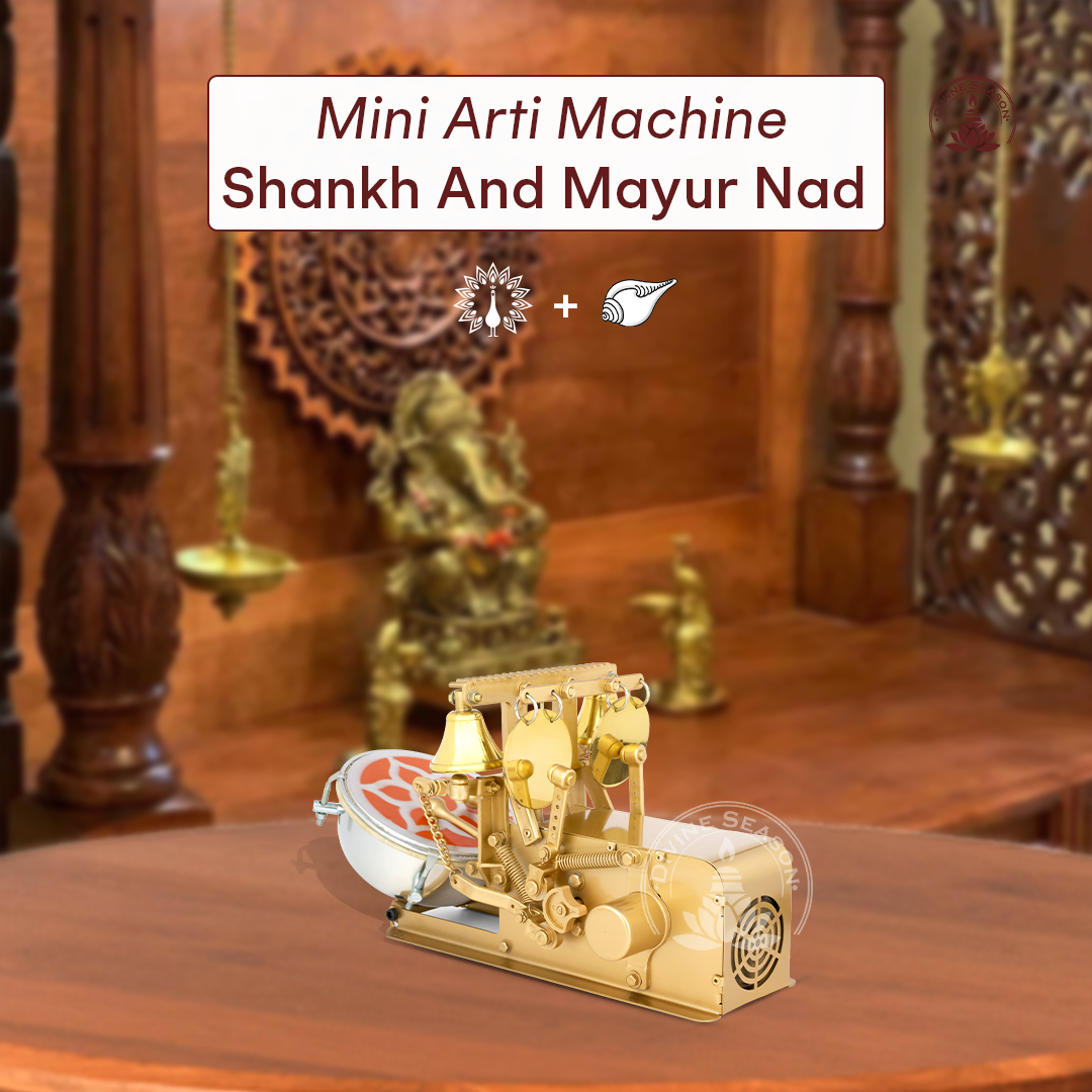 Shankh + Mayur Automatic Aarti Machine – Temple Bells, Jalar & Drum with Shankh and Mayur Naad