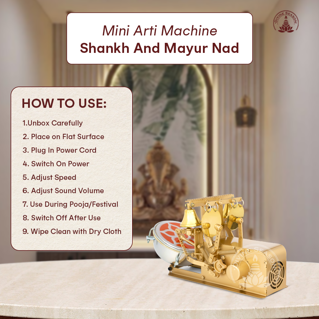 Shankh + Mayur Automatic Aarti Machine – Temple Bells, Jalar & Drum with Shankh and Mayur Naad