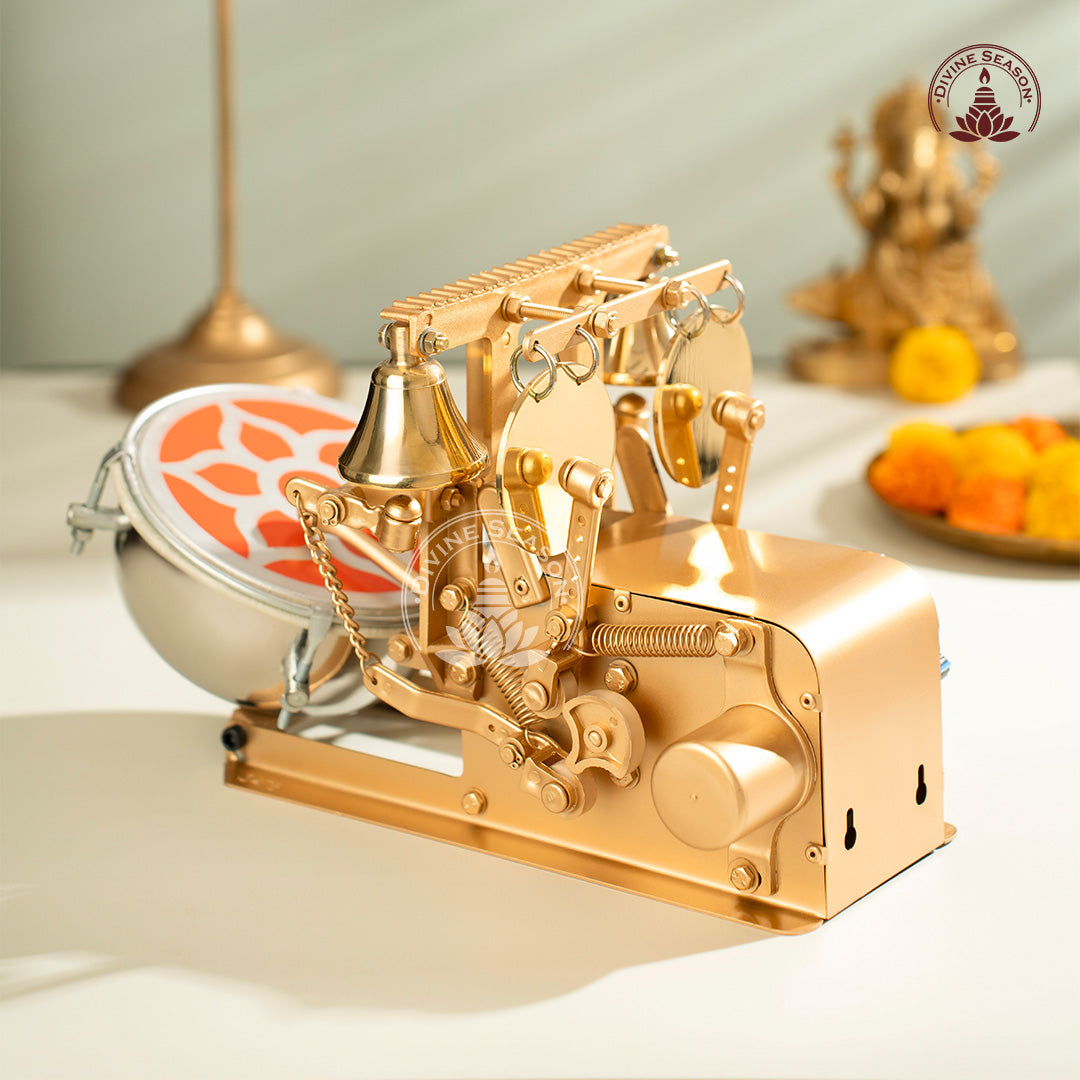 Automatic Aarti Machine with 2 Bells, 2 Jalar & Drum – Simple Variant