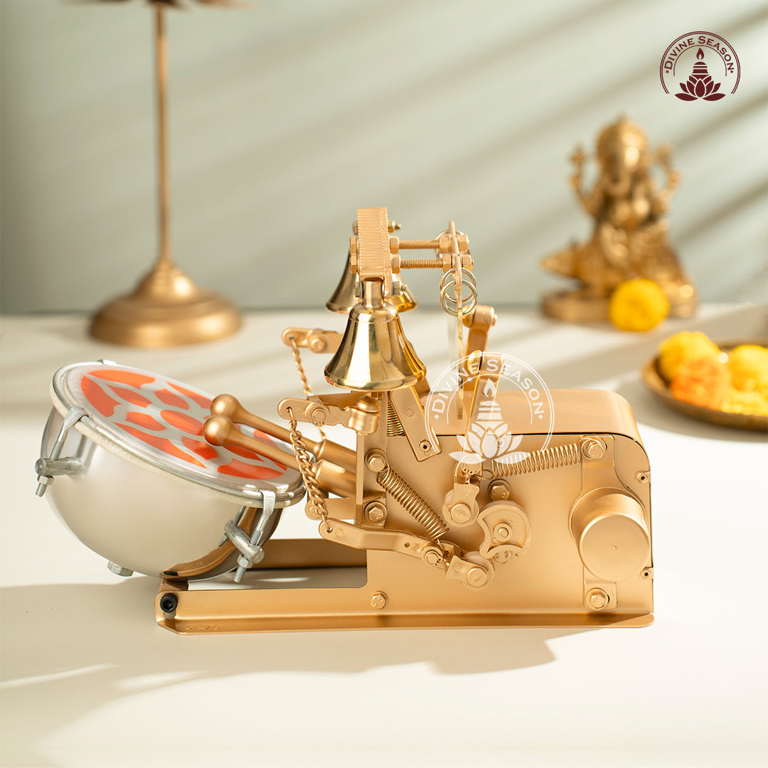 Automatic Aarti Machine with 2 Bells, 2 Jalar & Drum – Simple Variant