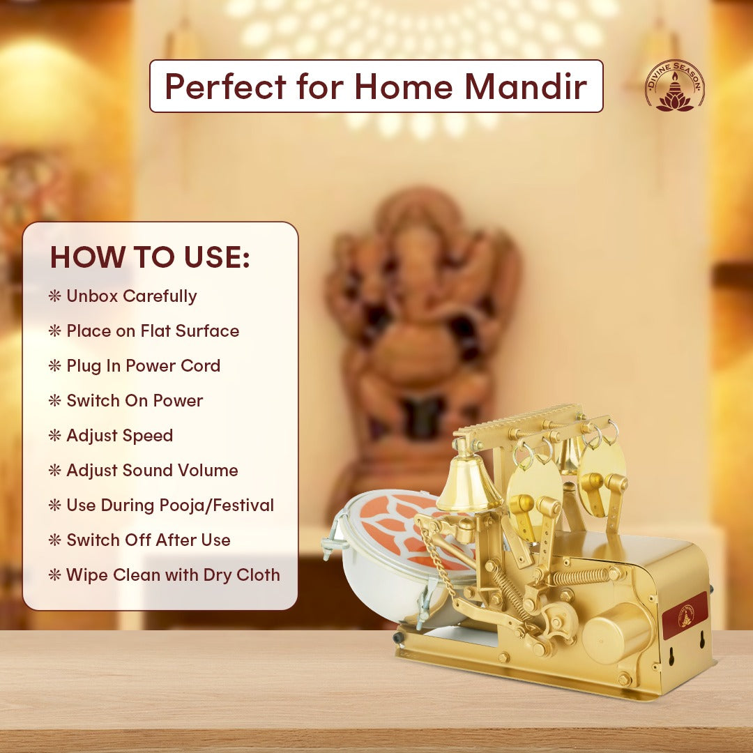 Automatic Aarti Machine with 2 Bells, 2 Jalar & Drum – Simple Variant