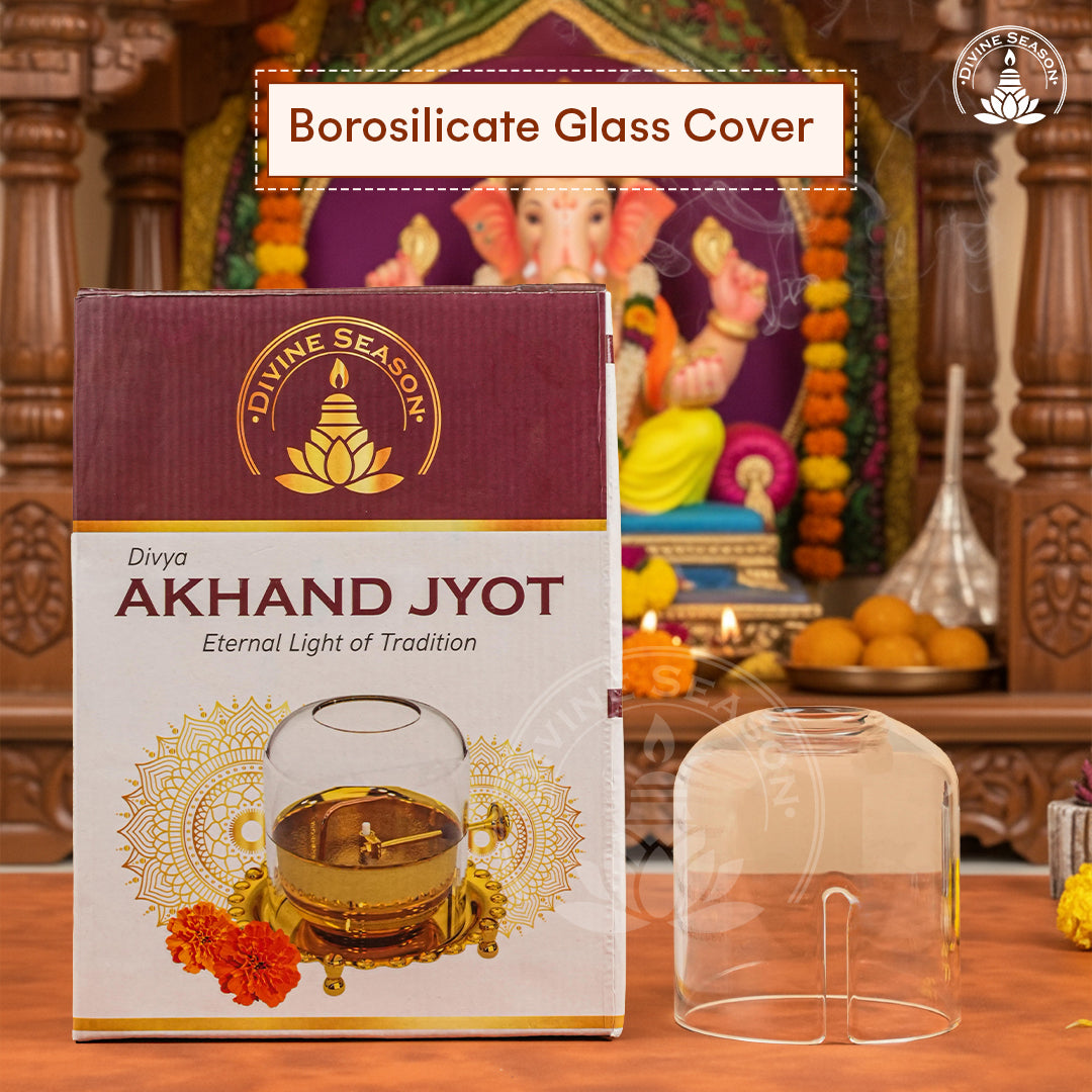 Borosilicate Glass Cover for Akhand Jyot Diya – Heat Resistant, Wind Protection, Crystal Clear