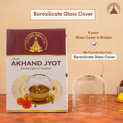 Borosilicate Glass Cover for Akhand Jyot Diya – Heat Resistant, Wind Protection, Crystal Clear