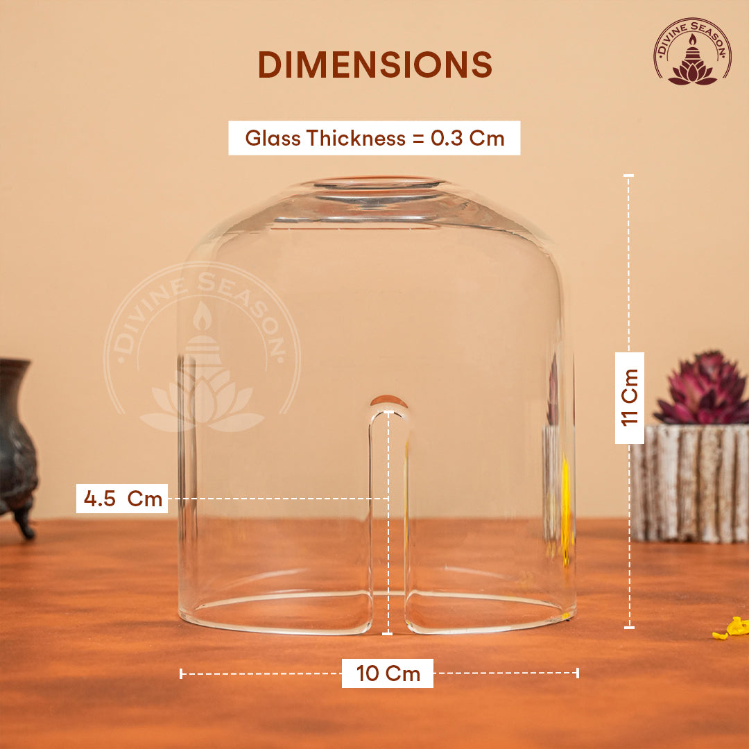 Borosilicate Glass Cover for Akhand Jyot Diya – Heat Resistant, Wind Protection, Crystal Clear