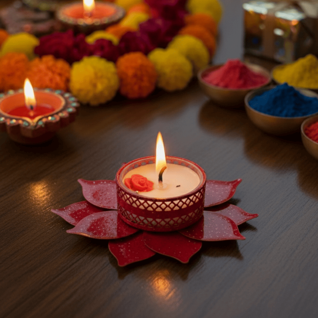 Lotus Design Scented Soy Wax Candles (Pack of 2)