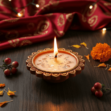 Decorative Clay Wax Diya – Long-Burning Festive Candle (Pack of 2)