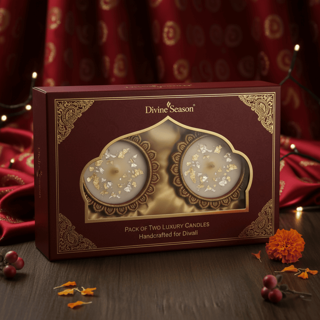 Decorative Clay Wax Diya – Long-Burning Festive Candle (Pack of 2)