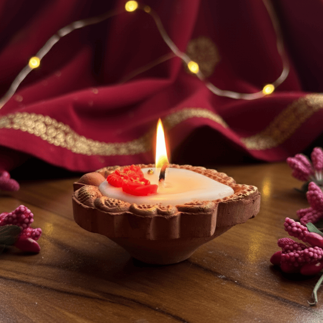 Clay Diya with Wax – Decorative Scented Diya (Pack of 2)