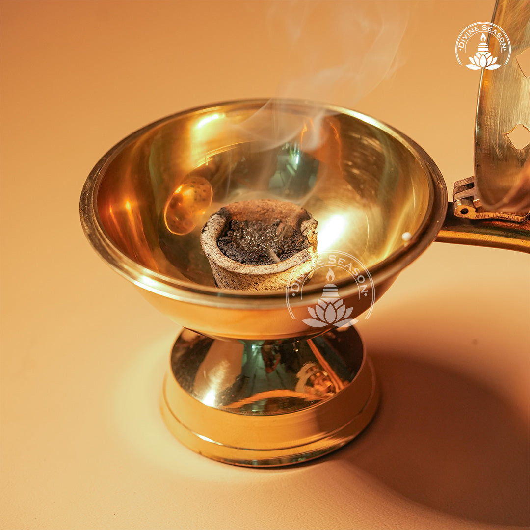 Brass Dhoop Loban Burner – Traditional Pooja Incense Holder
