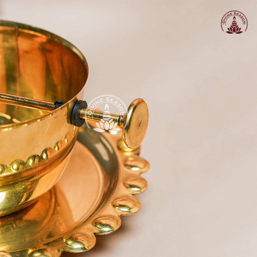 Divya Akhand Jyot Diya with Wick Lifting & Flame Control – Brass + Glass (300 ml)