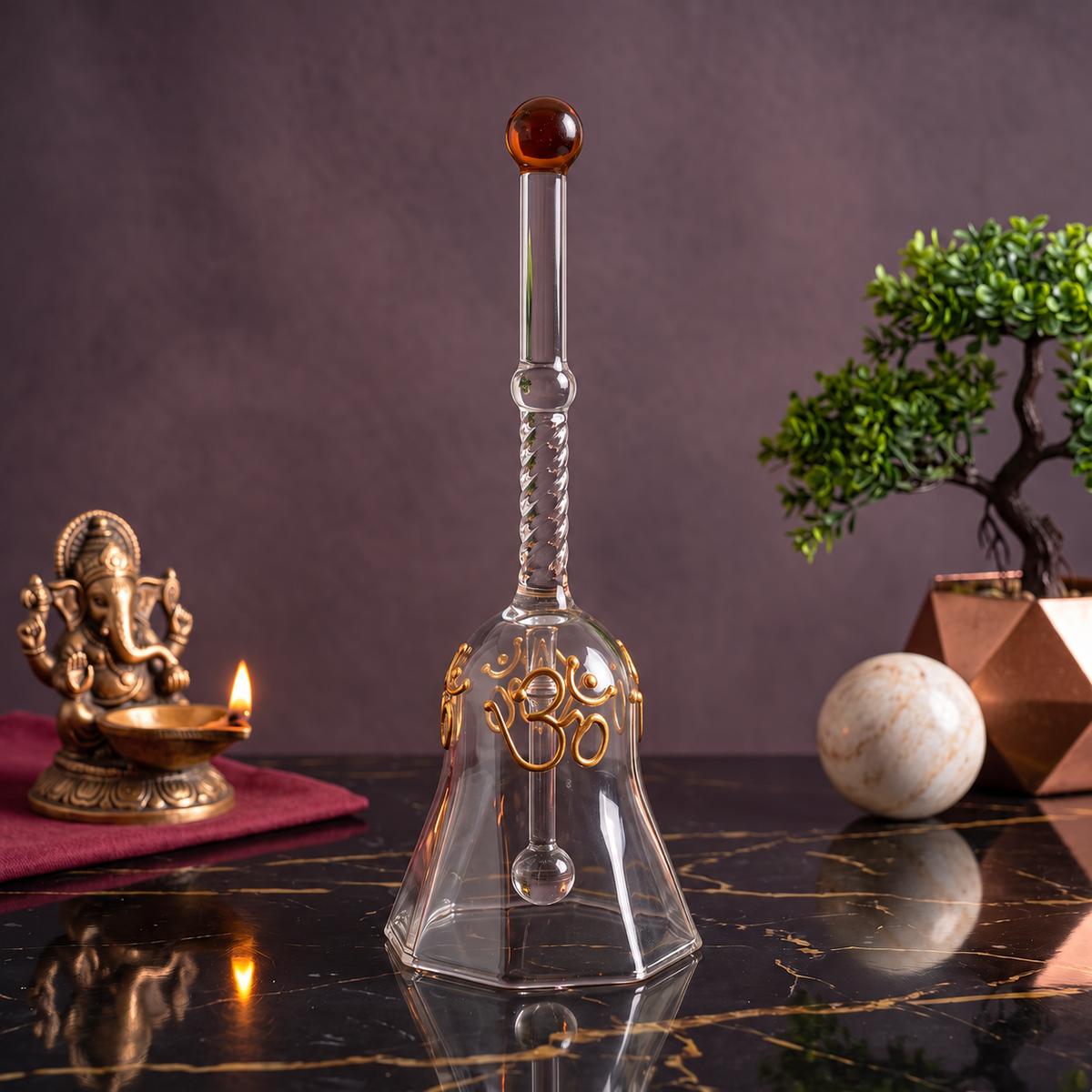 Glass Pooja Bell with Om Design
