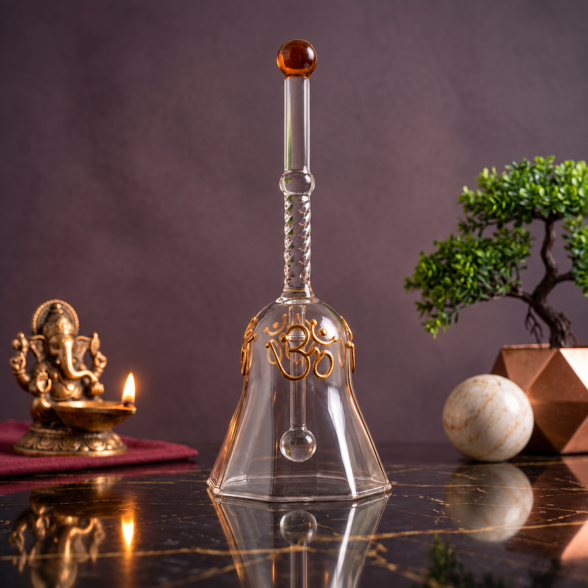 Glass Pooja Bell with Om Design