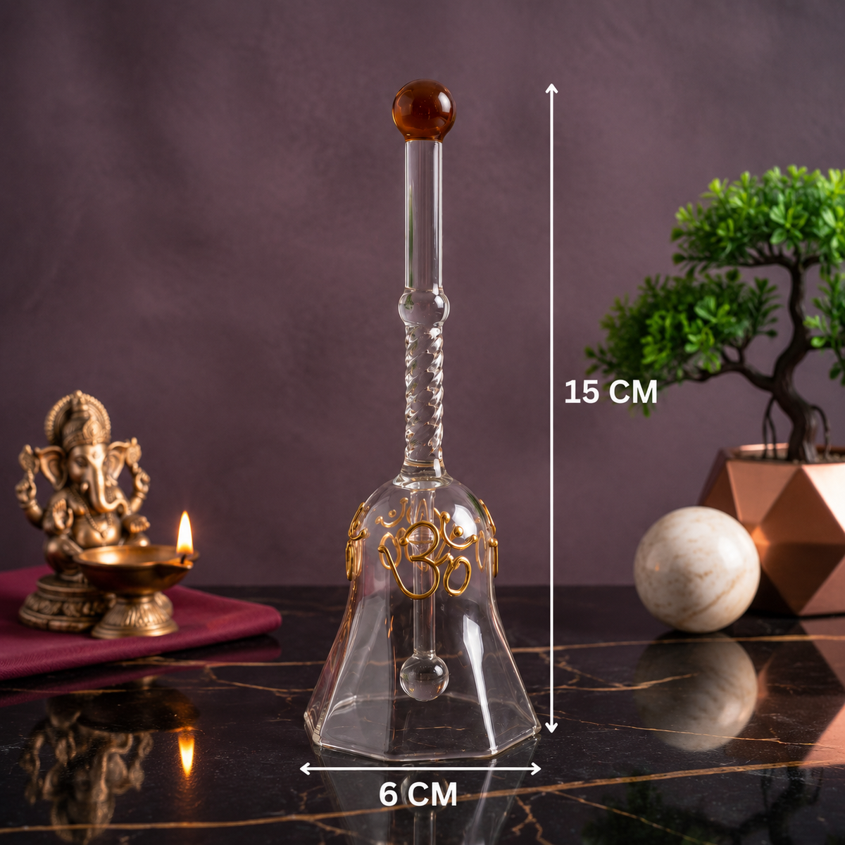 Glass Pooja Bell with Om Design