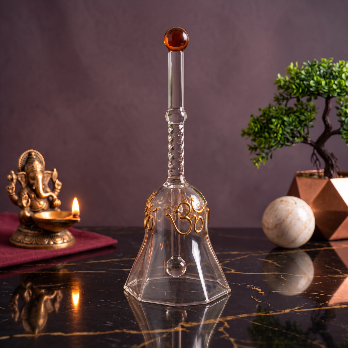 Glass Pooja Bell with Om Design